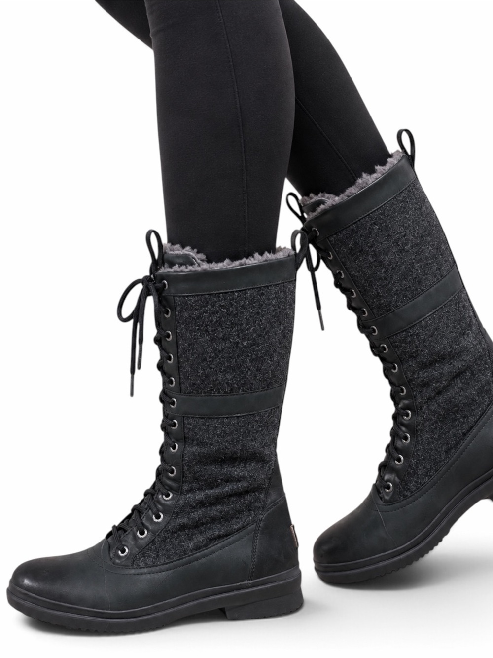 UGG – Elvia Tall Waterproof Lace-Up Winter Boots – Black – Sz. 10
